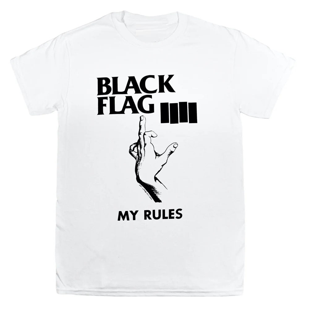 Black Flag Band My Rules Art Wahoo Williams Tee SST Records Mens T Shirt White