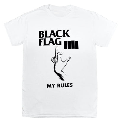 Black Flag Band My Rules Art Wahoo Williams Tee SST Records Mens T Shirt White