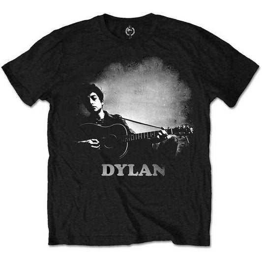 Bob Dylan Guitar & Logo Mens T Shirt Black