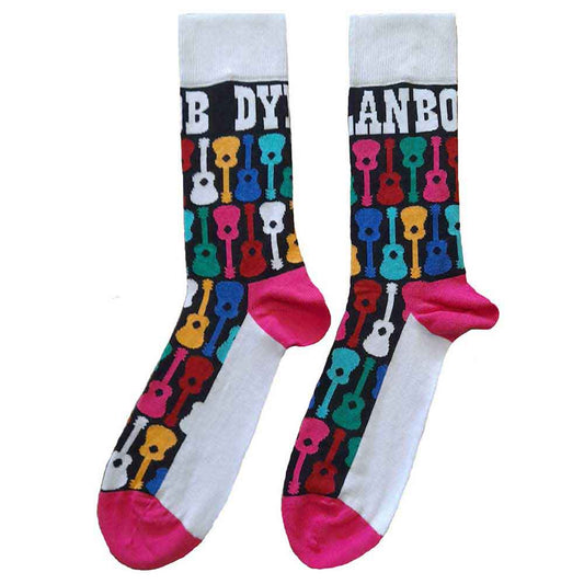 Bob Dylan Guitar Pattern Socks Black, Multicolour