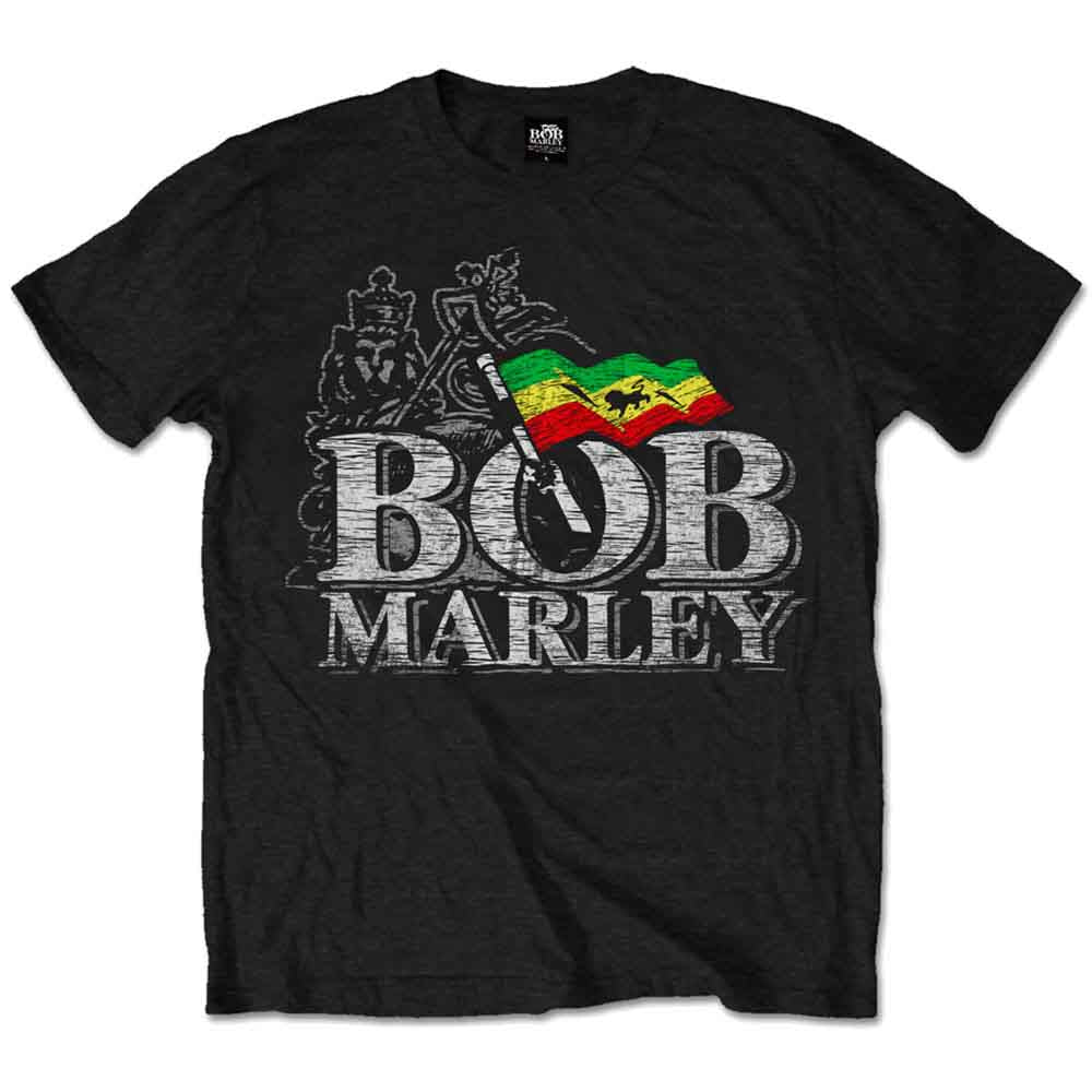 Bob Marley Distressed Logo Mens T Shirt