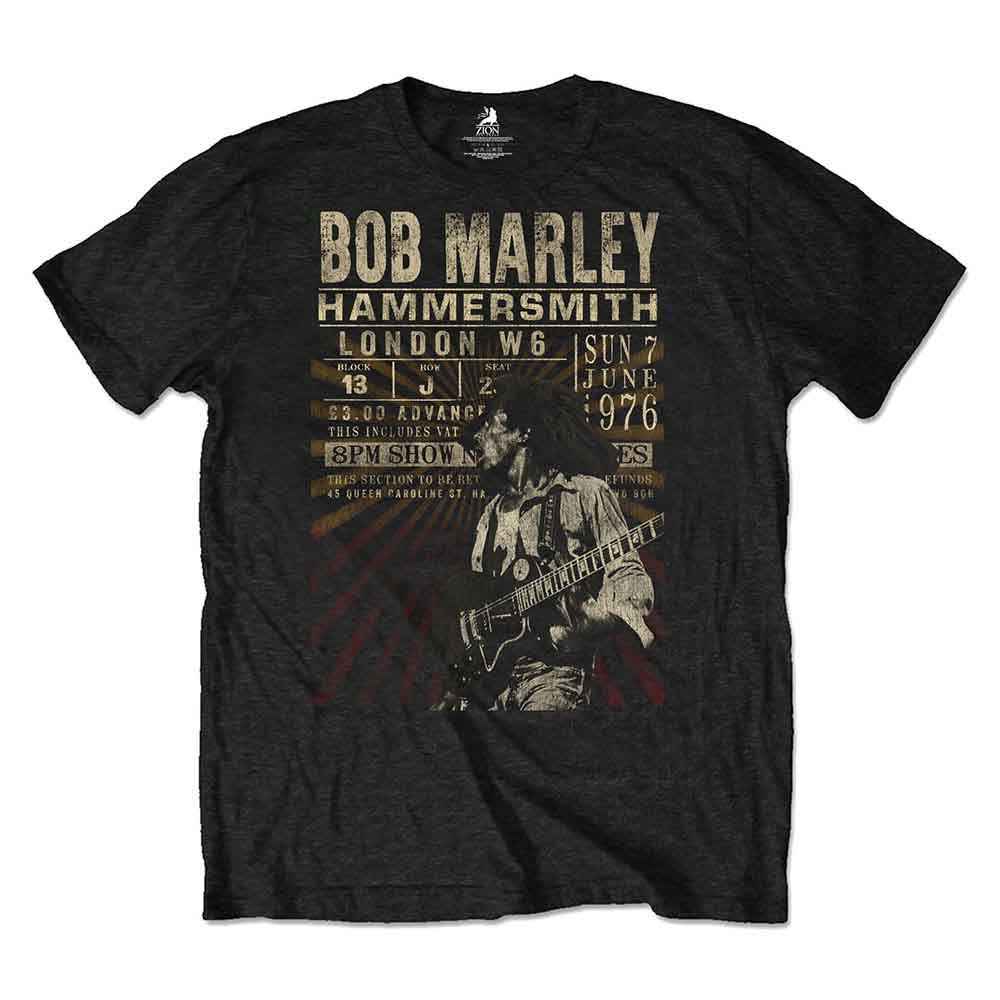 Bob Marley Hammersmith '76 Mens T Shirt