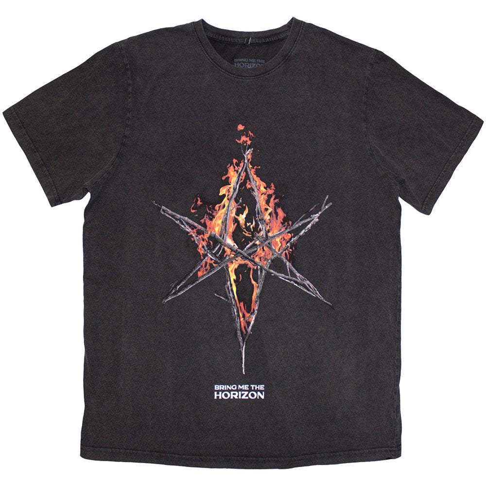 Bring Me The Horizon Flame Hex & Text Logo Mens T Shirt