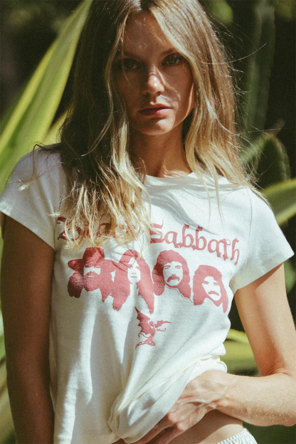 Black Sabbath Baby Tee Womens  T Shirt Cream