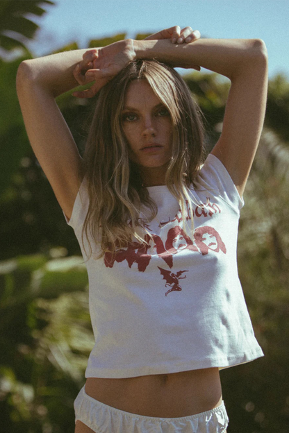 Black Sabbath Baby Tee Womens  T Shirt Cream