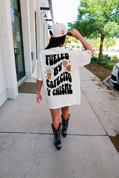 Fueled by Cafecito Y Chisme Womens T Shirt