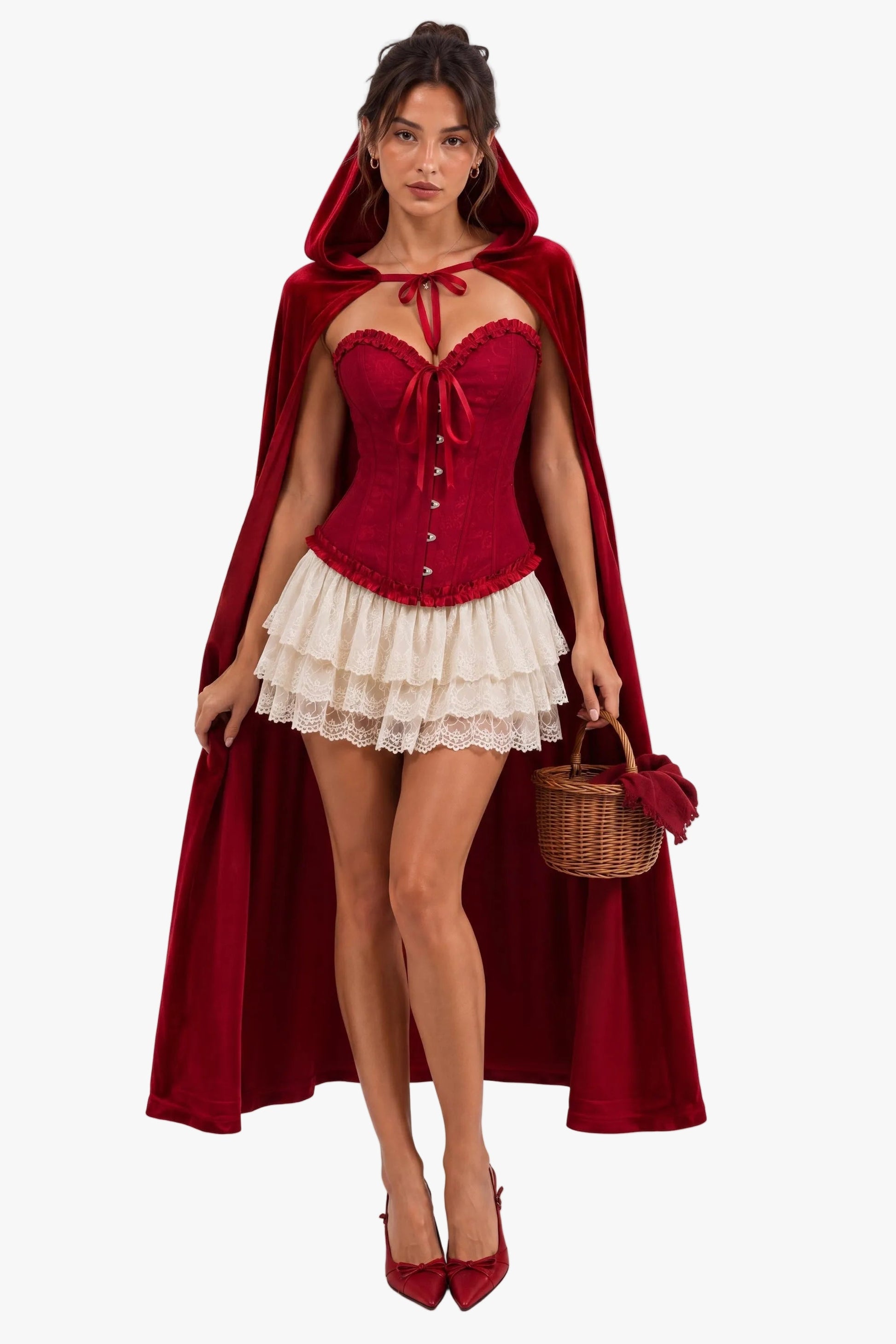 Scarlet Prayer Burgundy Red Corset Womens Halloween Costume