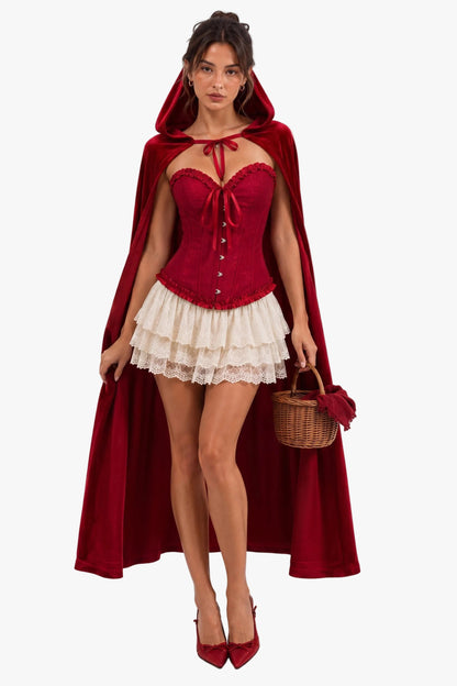 Scarlet Prayer Burgundy Red Corset Womens Halloween Costume