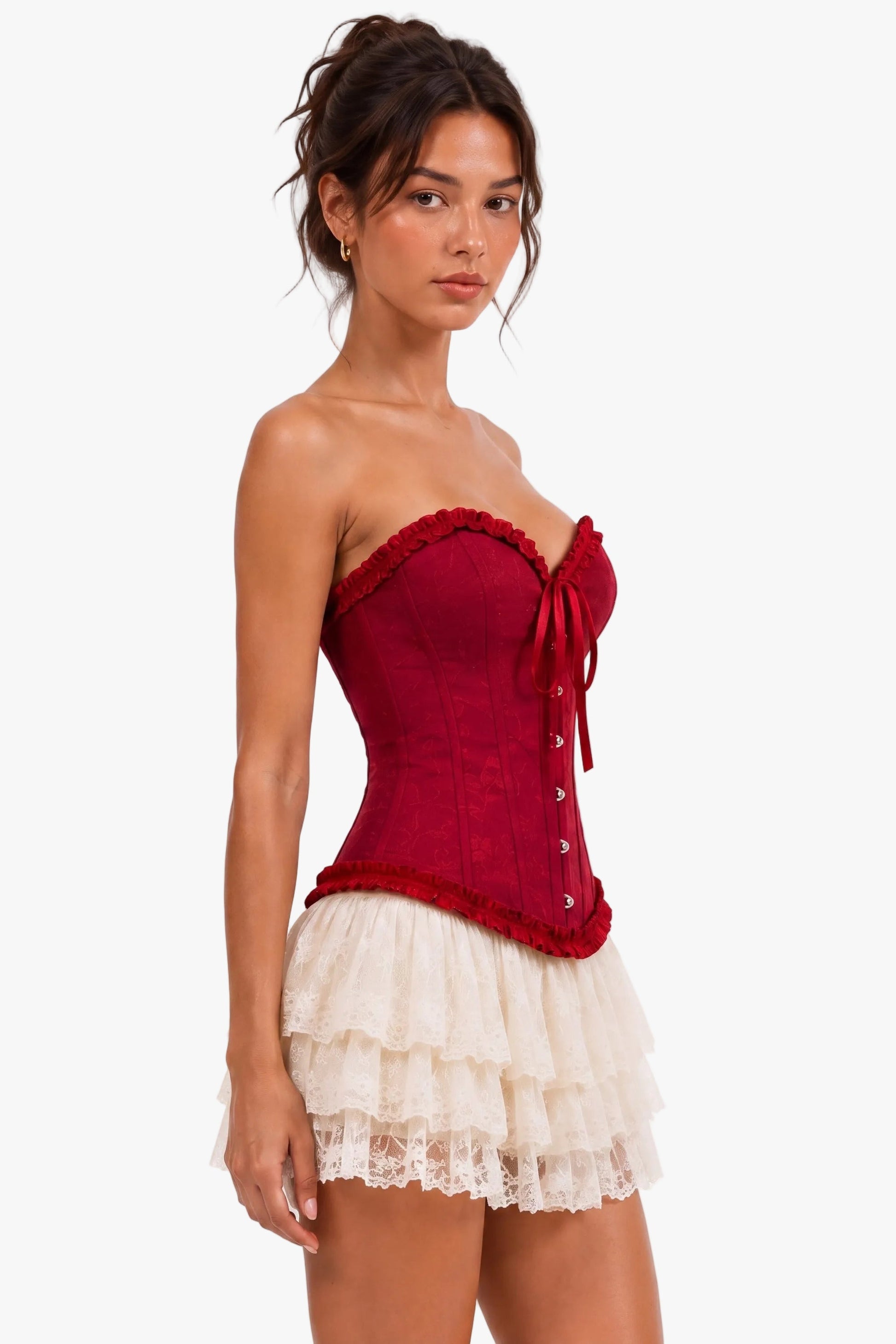Scarlet Prayer Burgundy Red Corset Womens Halloween Costume