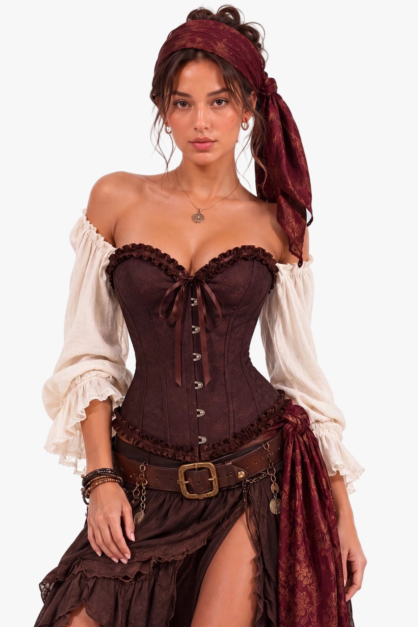 Saddle Rose Brown Corset Womens Halloween Costume