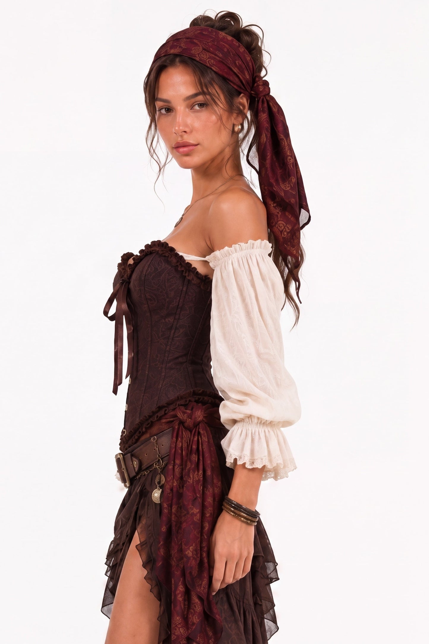 Saddle Rose Brown Corset Womens Halloween Costume