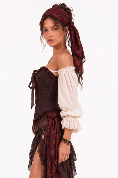 Saddle Rose Brown Corset Womens Halloween Costume