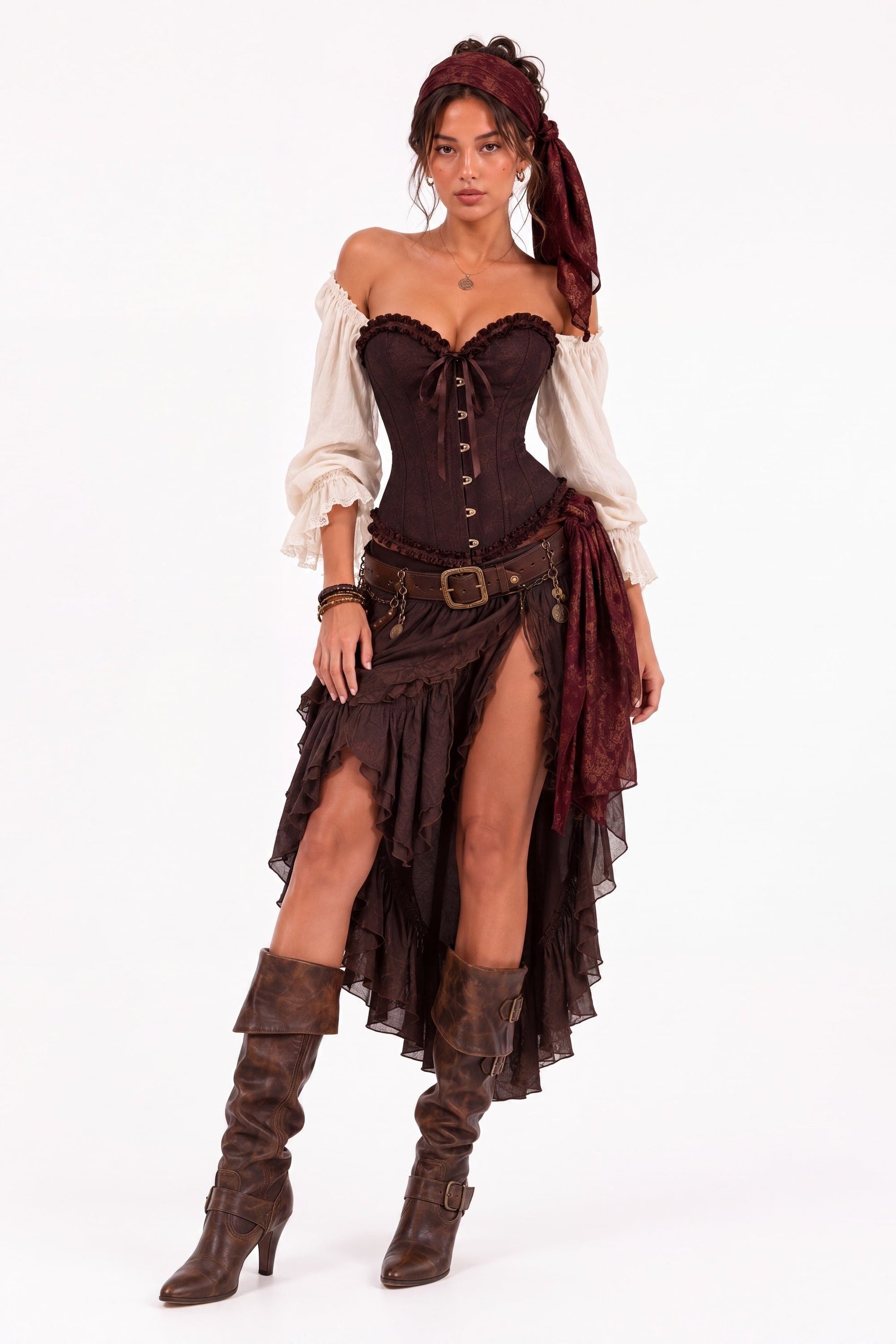 Saddle Rose Brown Corset Womens Halloween Costume