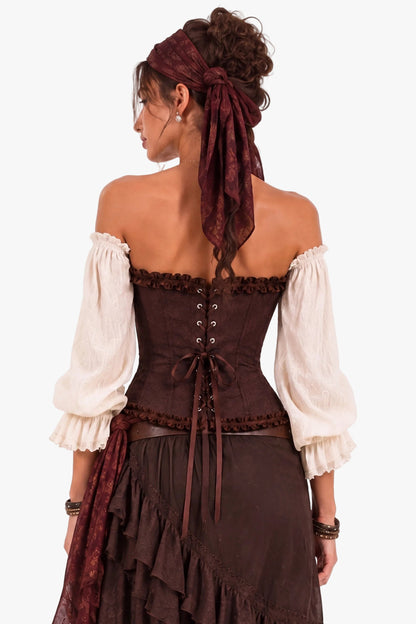 Saddle Rose Brown Corset Womens Halloween Costume