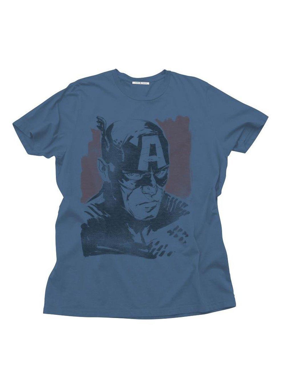 Captain America Distressed Face T Shirt