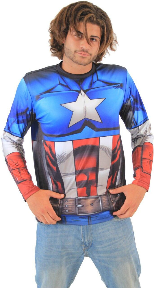 Captain America Sublimated Adult LONG SLEEVE Costume T Shirt
