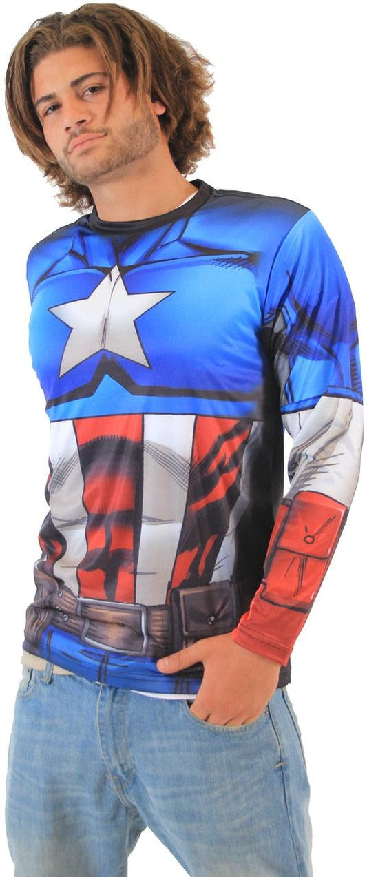 Captain America Sublimated Adult LONG SLEEVE Costume T Shirt