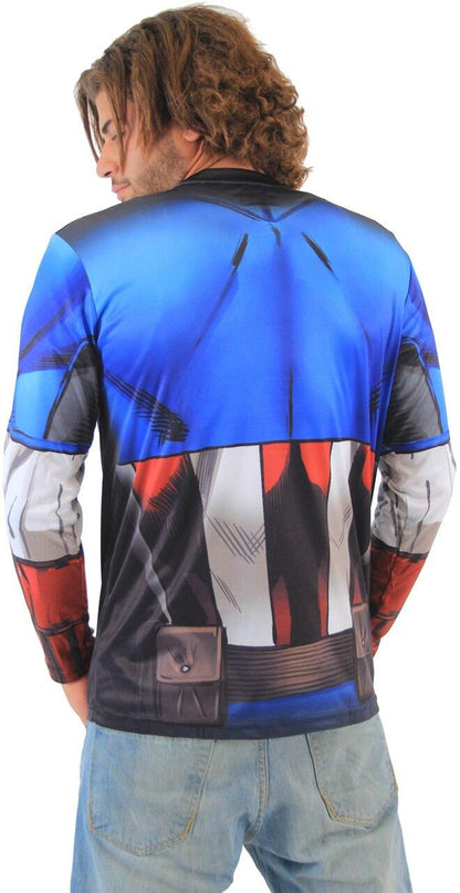 Captain America Sublimated Adult LONG SLEEVE Costume T Shirt