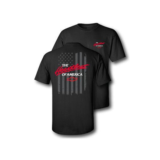Chevrolet "Heartbeat of America Flag" Mens T Shirt Black