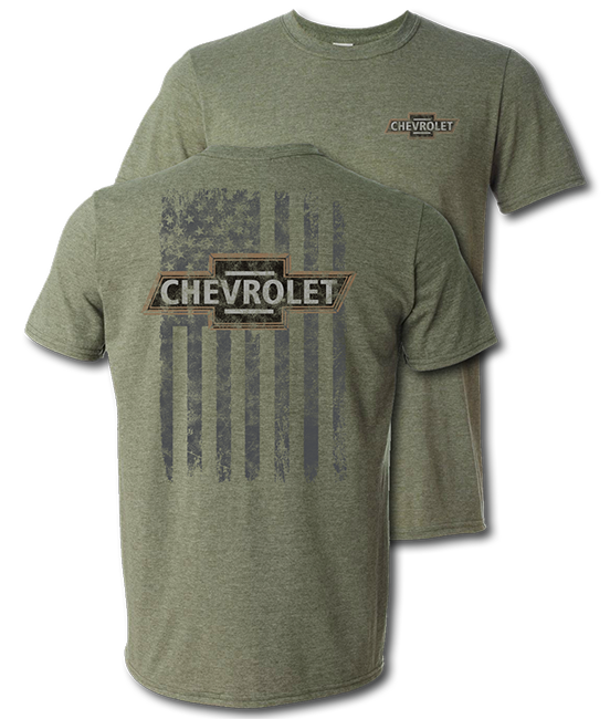 Chevrolet "Heritage American" Flag Mens T Shirt Green