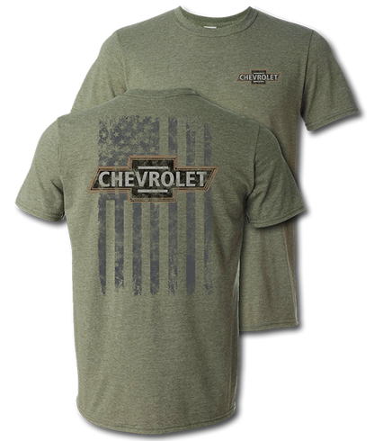 Chevrolet "Heritage American" Flag Mens T Shirt Green