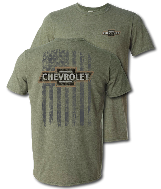 Chevrolet "Heritage American" Flag Mens T Shirt Green