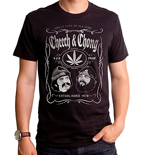 Cheech & Chong (Whiskey Label) Officially Licensed Mens T Shirt Black