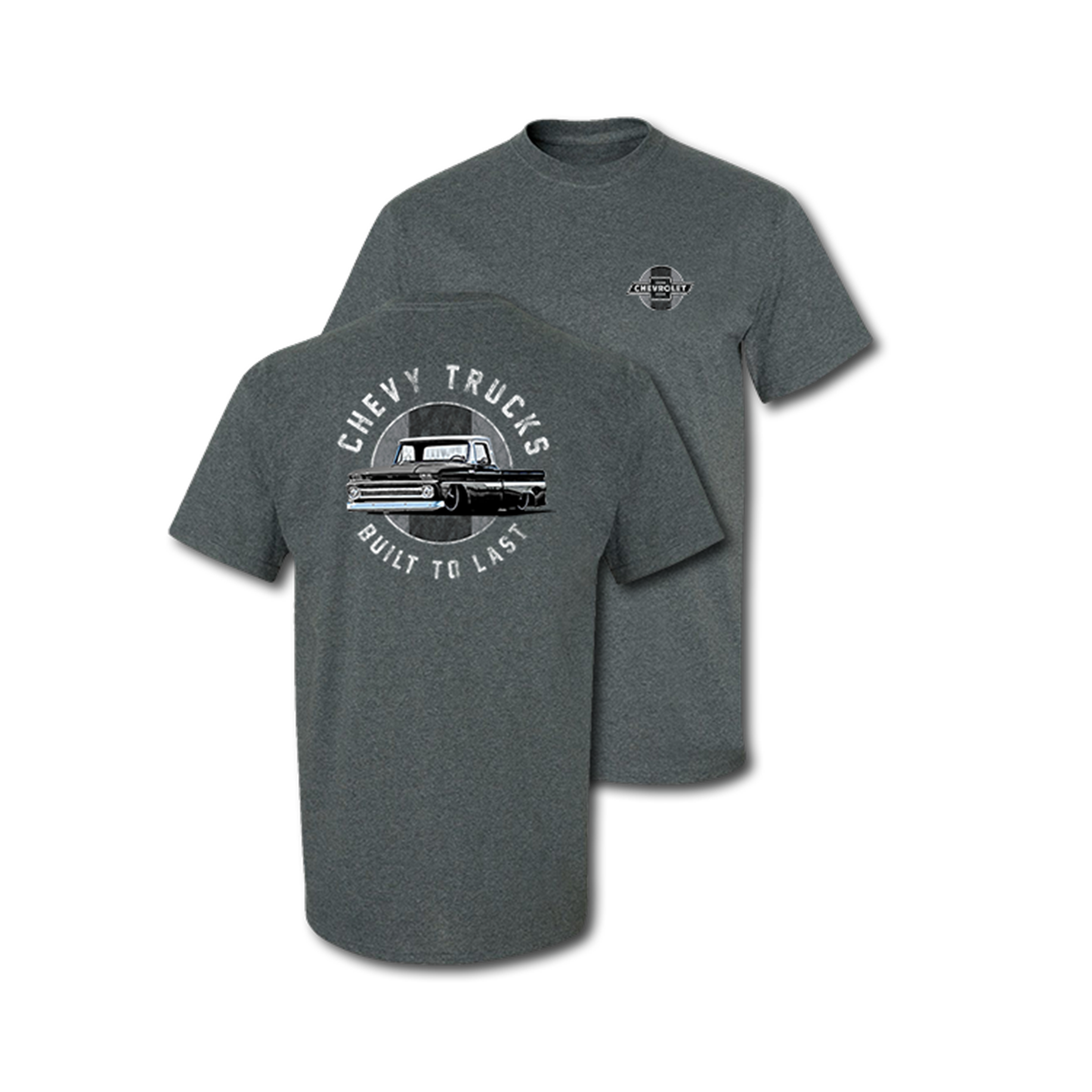 Chevy Trucks "Built To Last" Mens T Shirt Grey