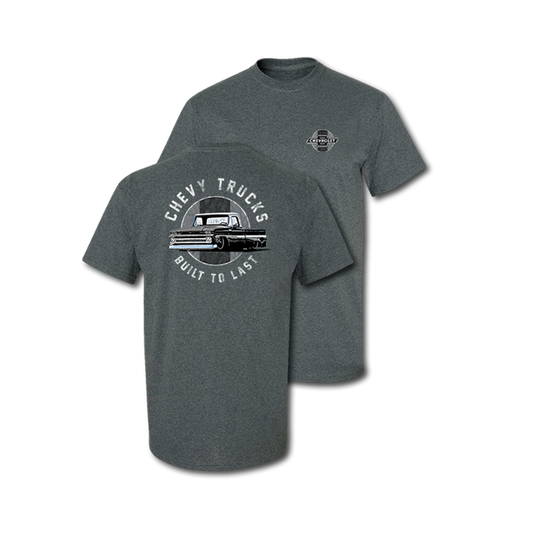 Chevy Trucks "Built To Last" Mens T Shirt Grey