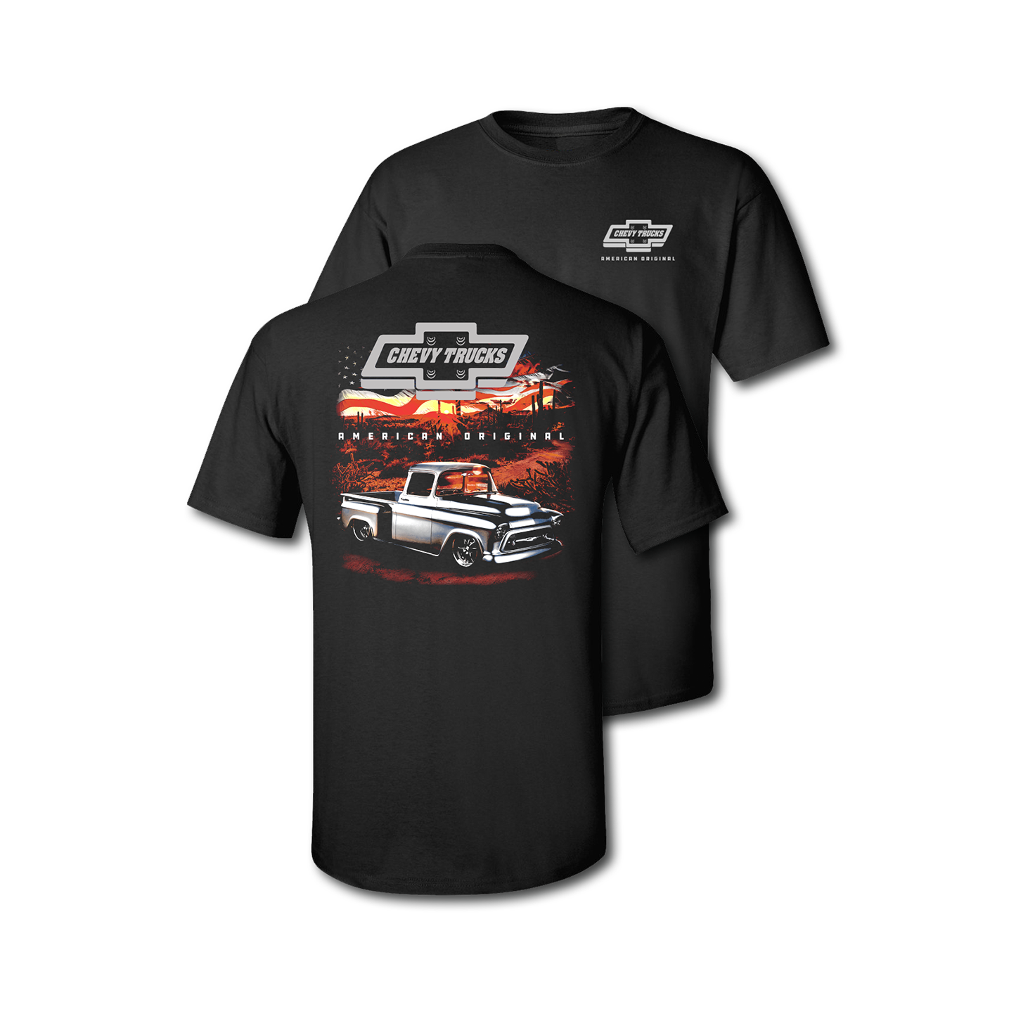 Chevy Trucks "Desert Sunset" Mens T Shirt Black