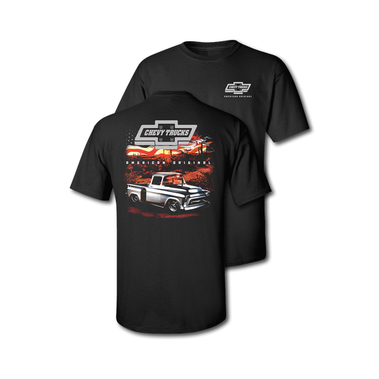 Chevy Trucks "Desert Sunset" Mens T Shirt Black