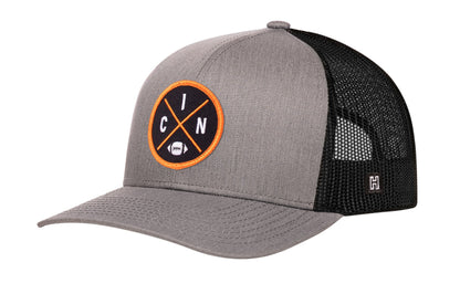 Cincinnati Trucker Haka Hat Black CIN X Football Snapback