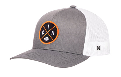 Cincinnati Trucker Haka Hat Black CIN X Football Snapback