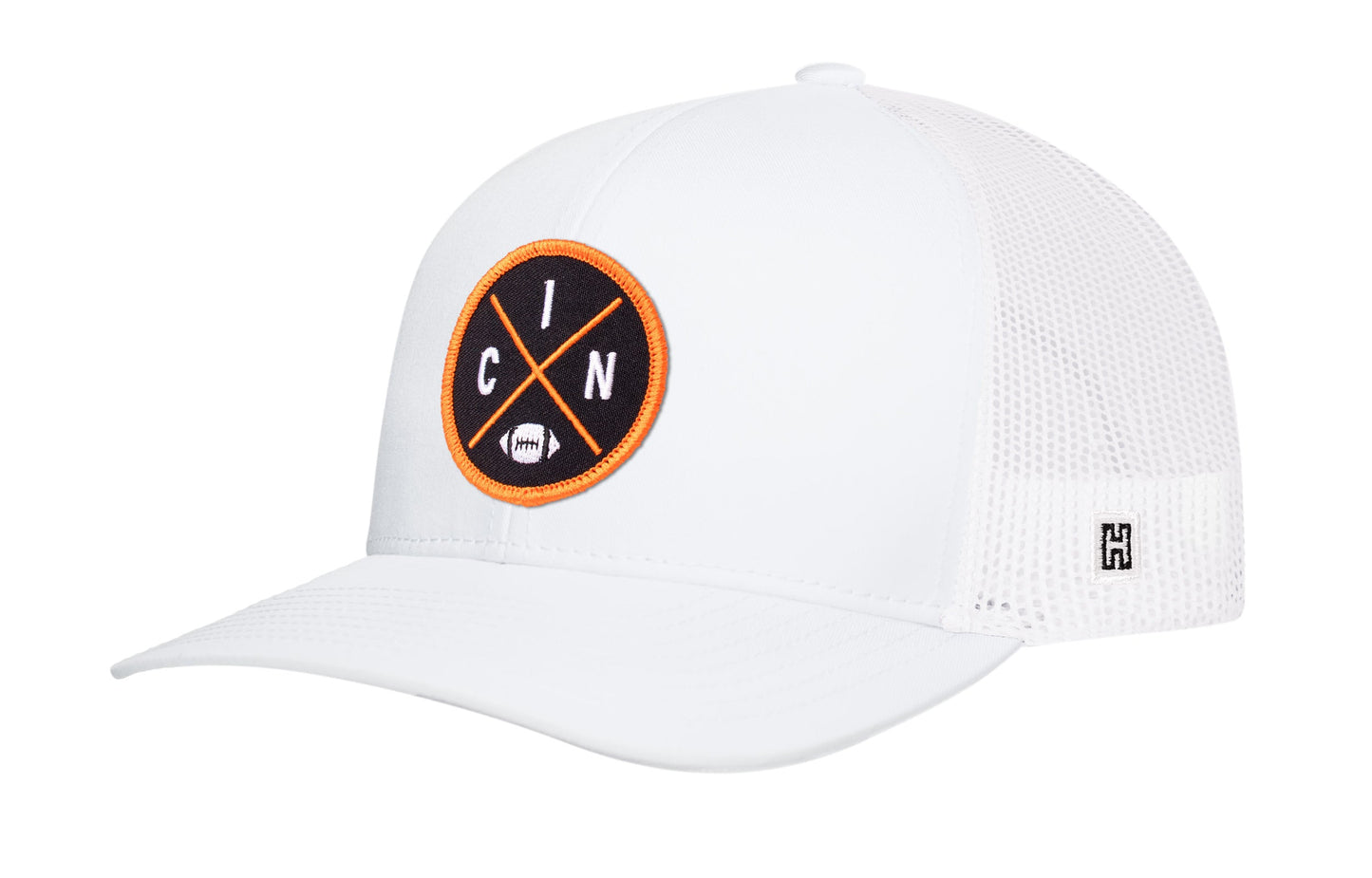 Cincinnati Trucker Haka Hat Black CIN X Football Snapback