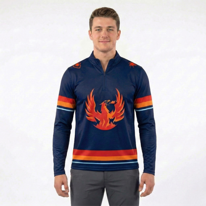 Coachella Valley Firebirds AHL Licensed Replica Performance 1/4 Zip Longsleeve Jersey Shirt
