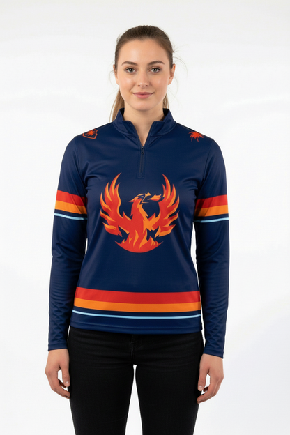 Coachella Valley Firebirds AHL Licensed Replica Performance 1/4 Zip Longsleeve Jersey Shirt