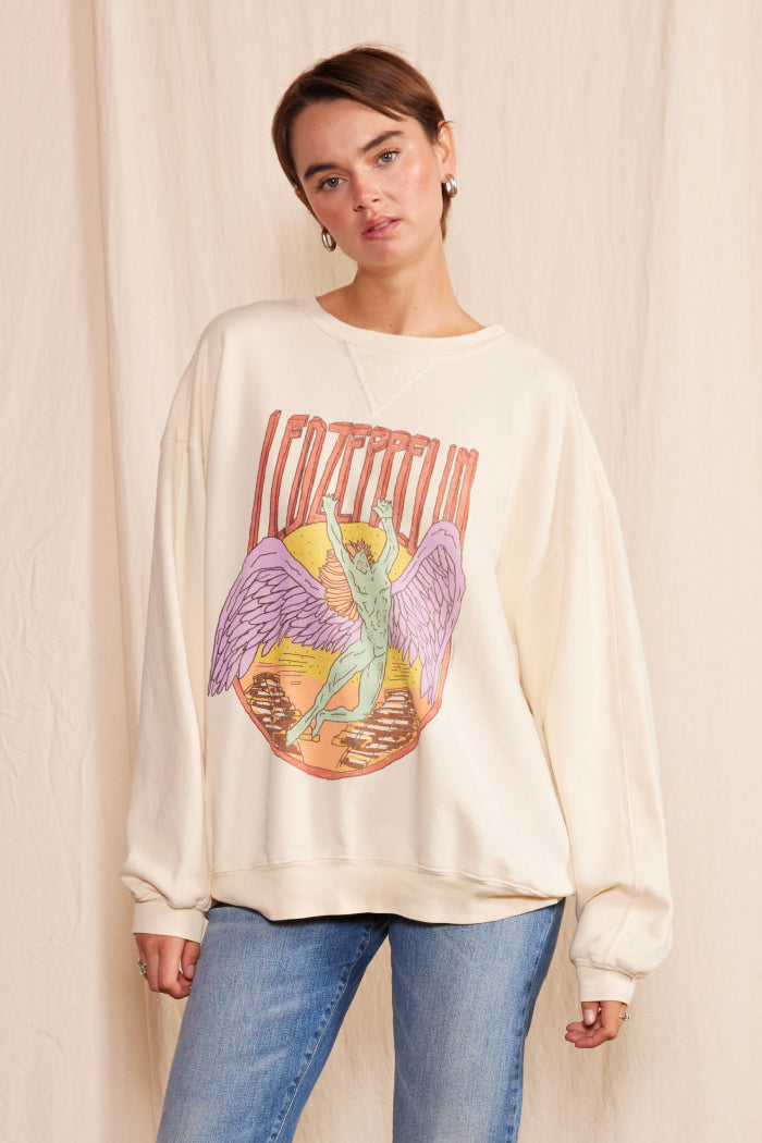 Led Zeppelin Sage Swan Womens Crewneck Sweatshirt Cream