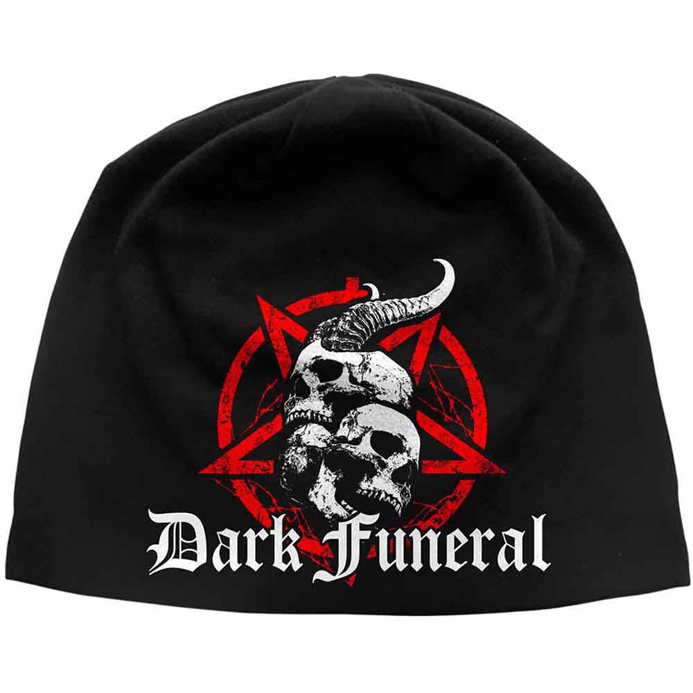 Dark Funeral Skulls & Pentagram Beanie Hat Black