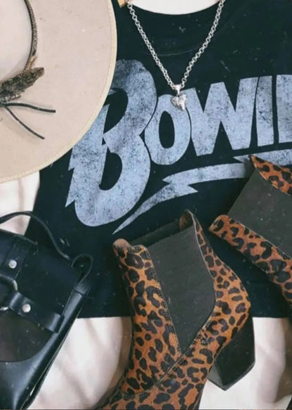 David Bowie Cropped Womnes Tee T Shirt Black by Goodie Two Sleeves
