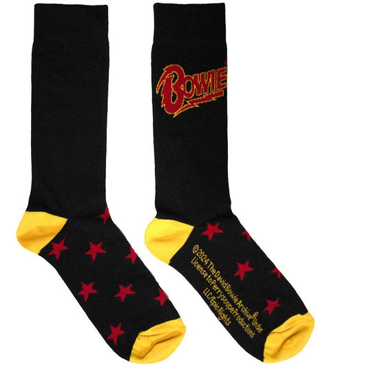 David Bowie Stars Socks Black