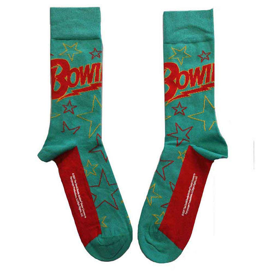 David Bowie Stars Outline Socks Green