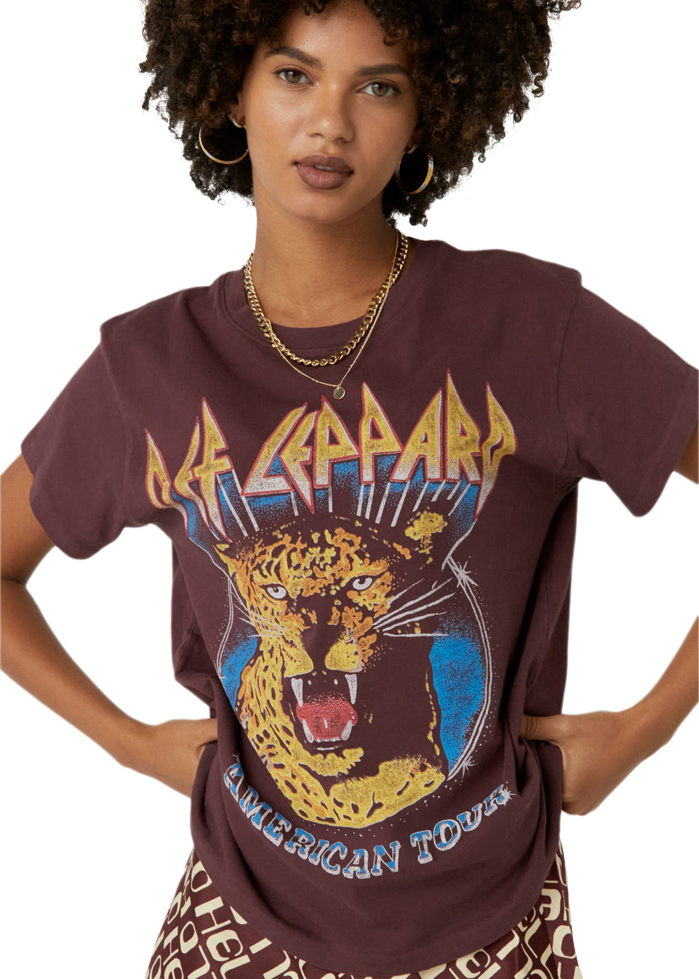 Def Leppard American Tour Womens Tee T Shirt Brown by Daydreamer LA