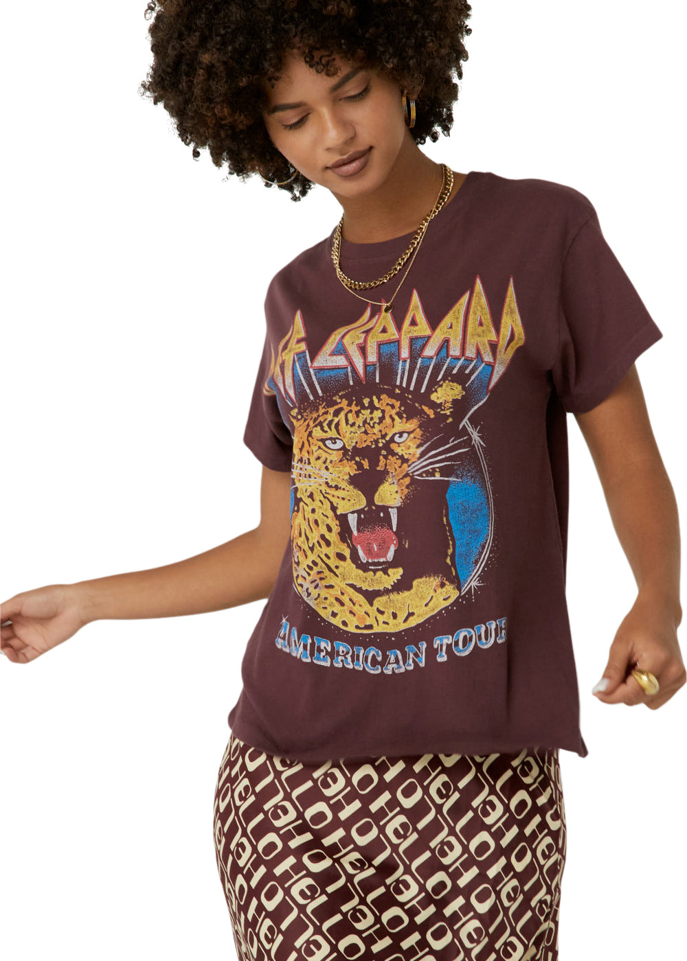 Def Leppard American Tour Womens Tee T Shirt Brown by Daydreamer LA