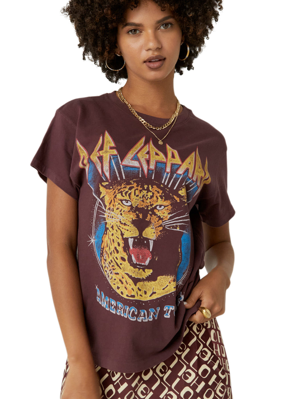 Def Leppard American Tour Womens Tee T Shirt Brown by Daydreamer LA