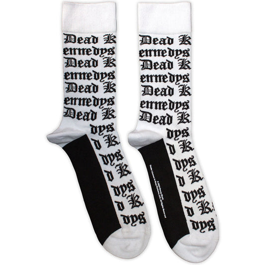 Dead Kennedys Gothic Logo Pattern Socks White