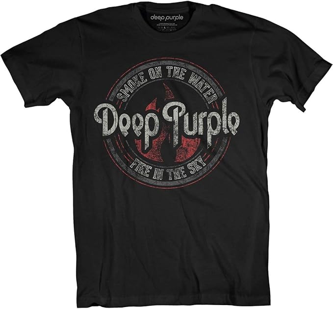 Deep Purple Band Smoke on the Water Fire in the Sky Tee Mens T Shirt Black