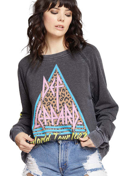 Def Leppard World Tour 1987 Band Womens Sweatshirt Black by Recycled Karma