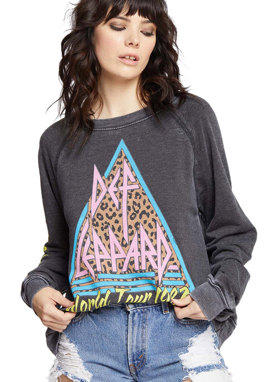 Def Leppard World Tour 1987 Band Womens Sweatshirt Black by Recycled Karma