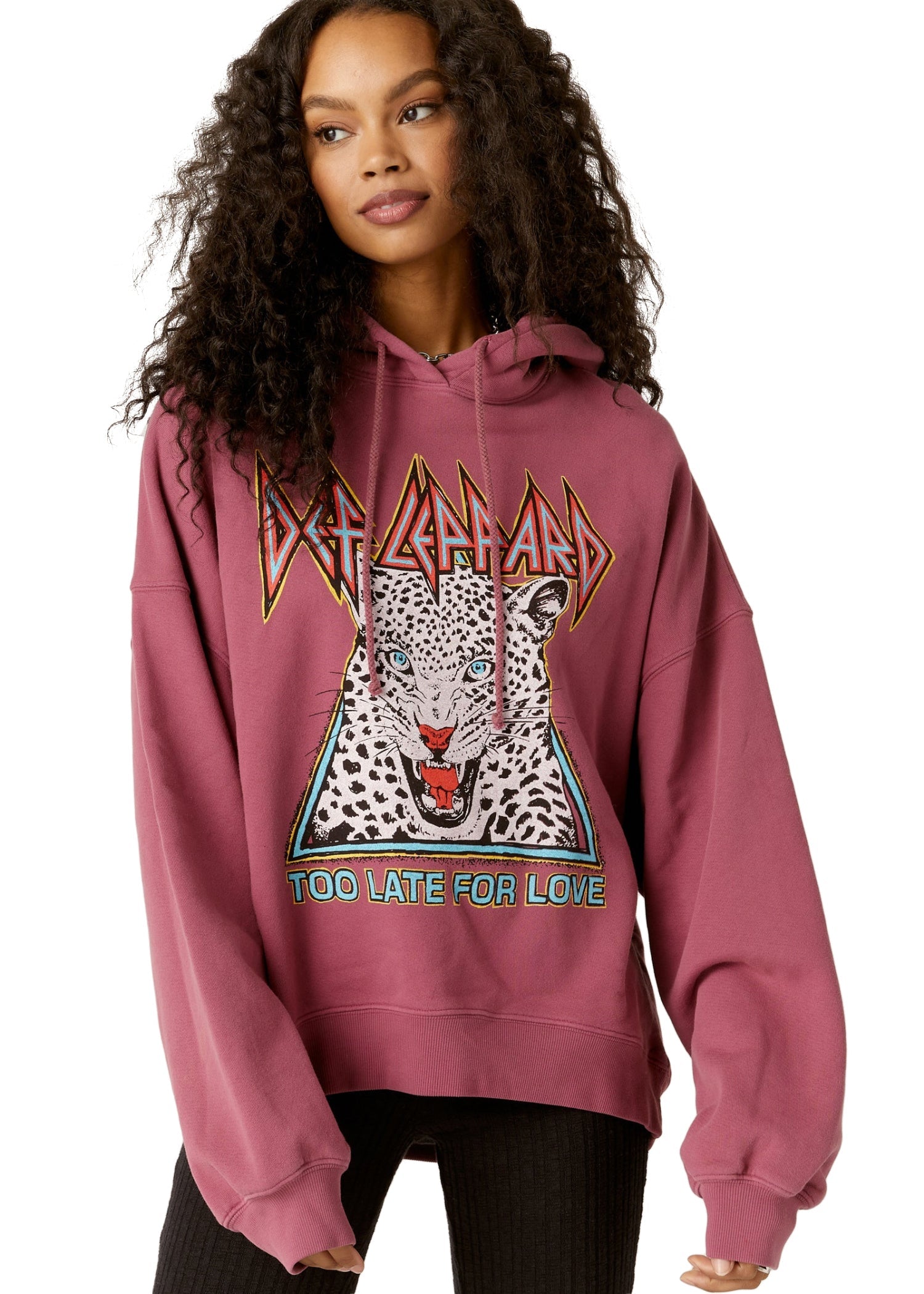 Def Leppard Too Late For Love Womens Oversized Hoodie Sweatshirt Purple by Daydreamer LA