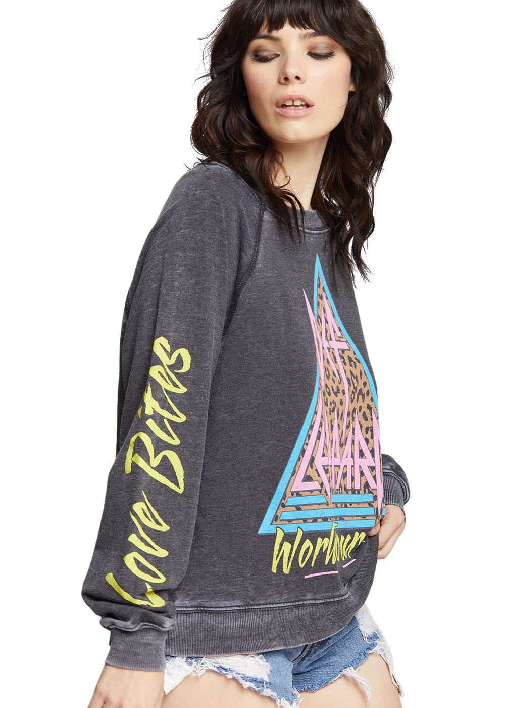 Def Leppard World Tour 1987 Band Womens Sweatshirt Black by Recycled Karma